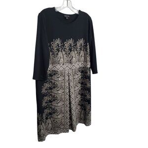 J Jill Wearever LP Size L Petite Dress Floral Paisley Print Single Pleat Dressy